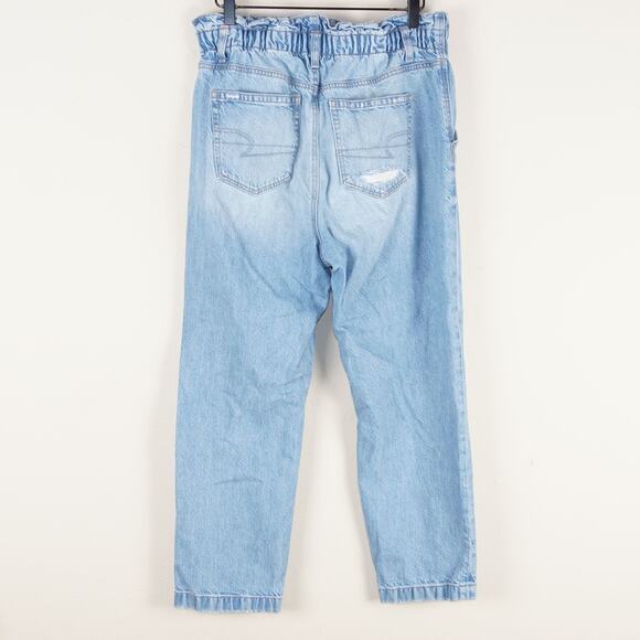 American Eagle Highest Rise Mom Paperbag Waist Light Wash Blue Jeans Sz 10 Short - Picture 3 of 14